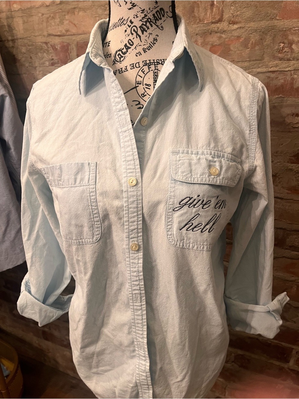 Ralph Lauren chambray Button-Down Shirt with Custom embroidery